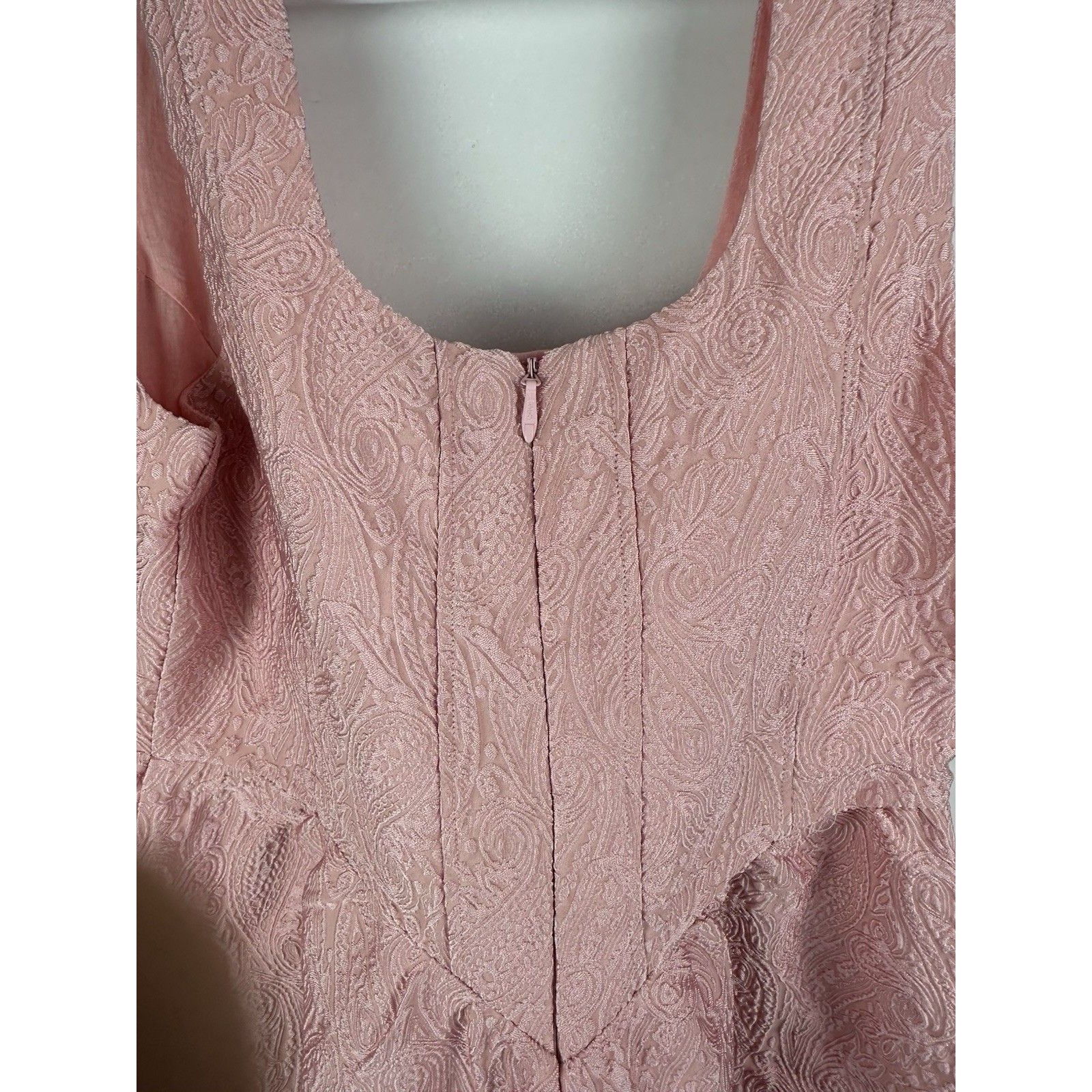 Dangerfield Nwt Abundance Corset Dress Pink Jacquard Size 14 Lace-Up — image 5 of 7